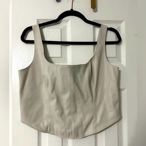 Abercrombie & Fitch Faux Leather Cream Corset